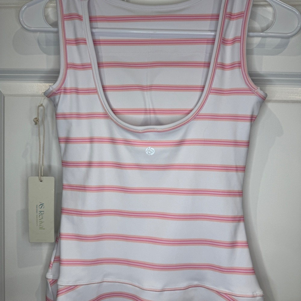 AS Revival Pink White Striped Sleeveless Sports Active Mini Dress Size Small - Picture 8 of 8